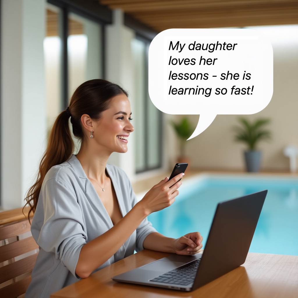 Parent reflecting positive feedback about swim lessons.